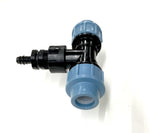 20mm Compression (tee) to 16mm polytube barbed connector